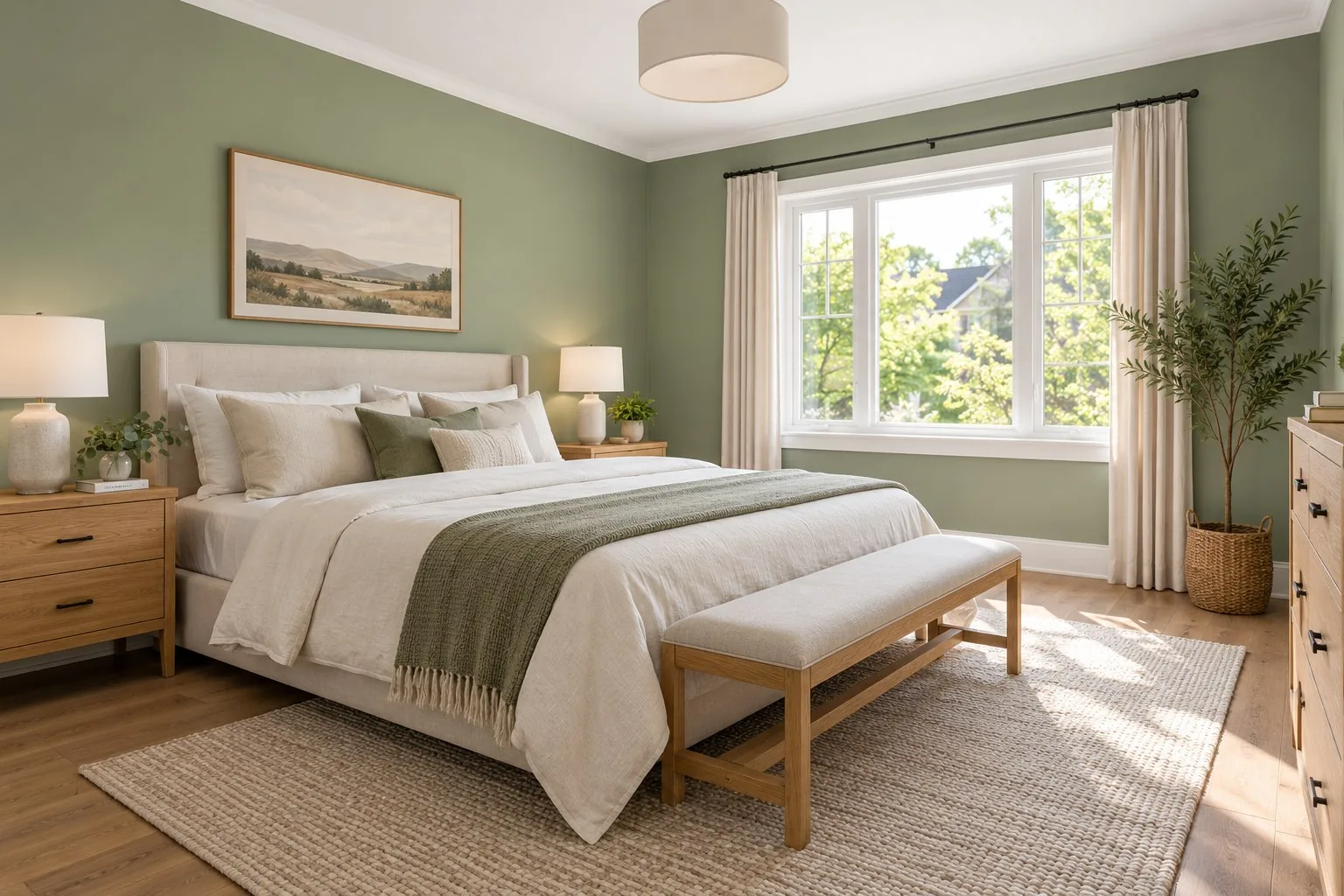 Bedroom painting Toronto — sage green bedroom transformation