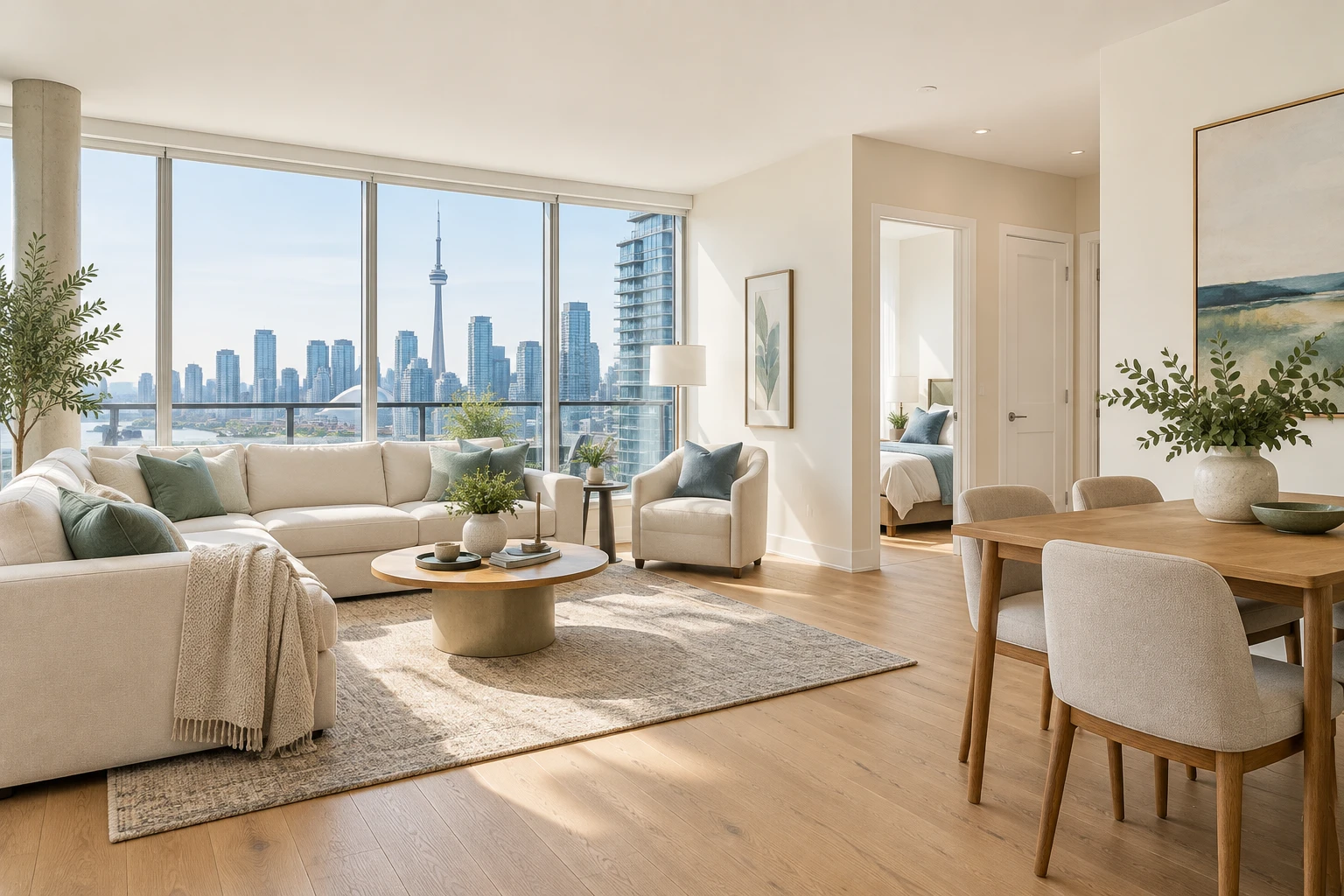 Condo painting Toronto — high-rise condo interior repaint with city views