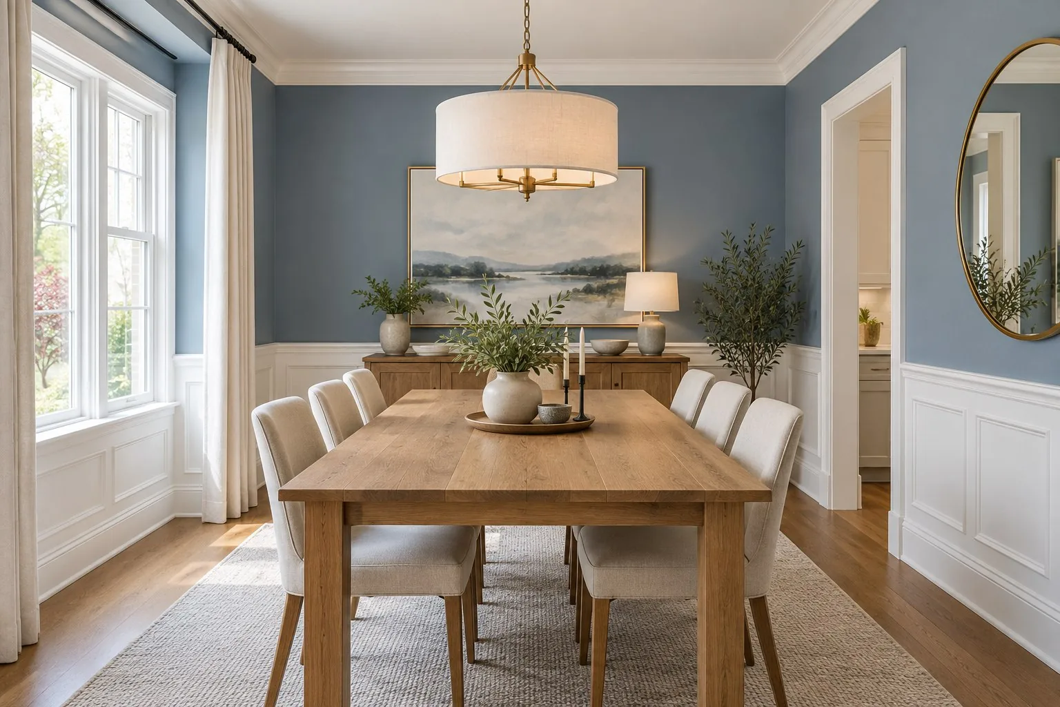Dining room painting Toronto — elegant blue-grey dining room