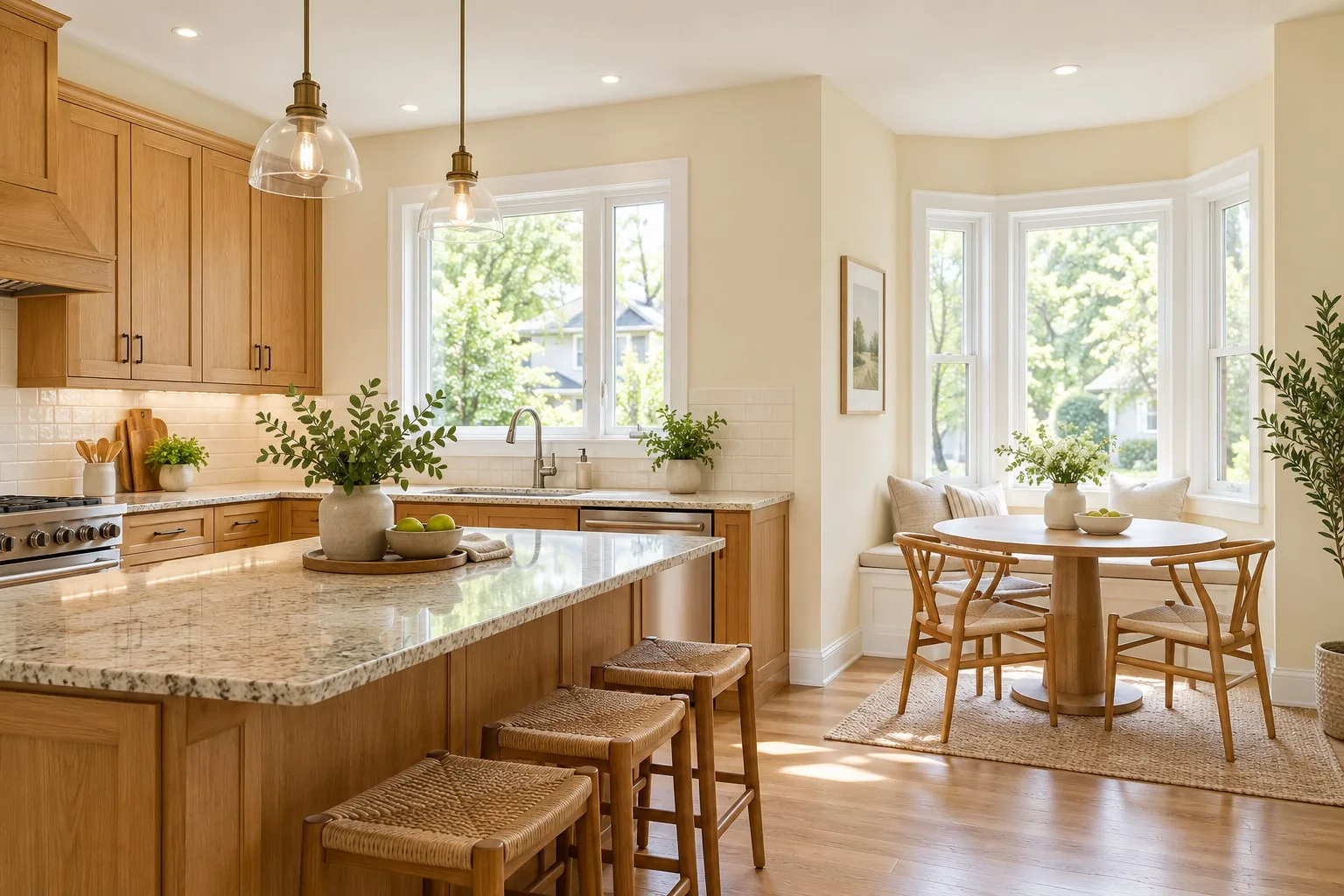 Kitchen painting Toronto — warm kitchen with breakfast nook